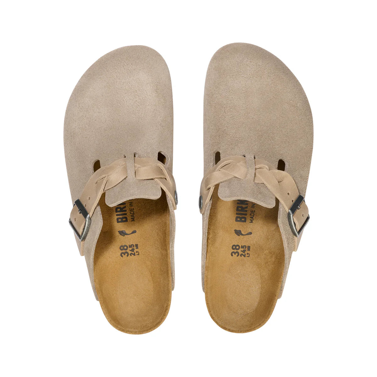 Birkenstock Boston Braided Taupe Suede Leather - Regular